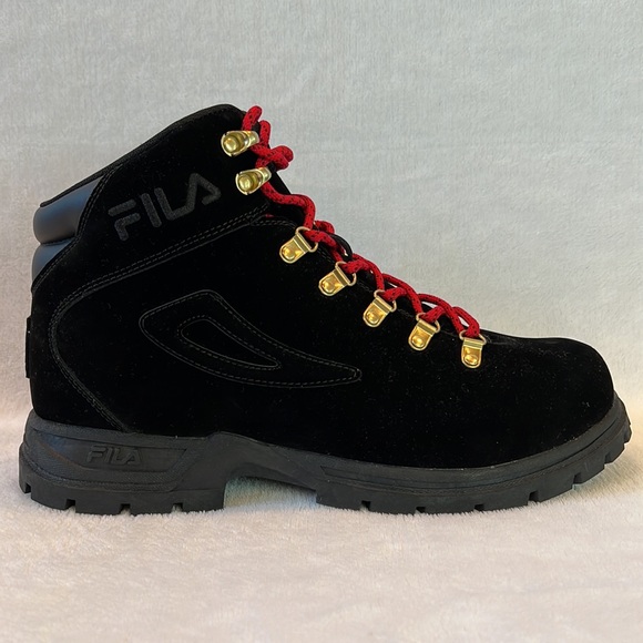 Fila Black Diviner FS Red Laced Hiking Boots 10.5 or 12 - Picture 3 of 7